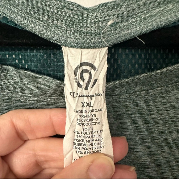 Champion C9 Women’s Short Sleeve Heathered Green Athletic Mesh Top Size XXL GUC - Picture 6 of 7